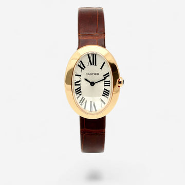 CARTIER Neue Benua Kleine Roségold Lederarmband Uhr W8000007 Damen 156159002