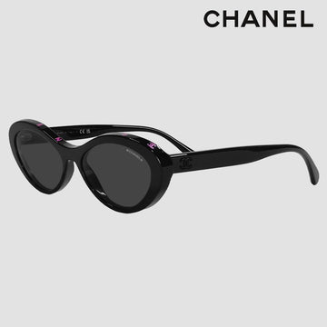 CHANEL Oval Sunglasses CH5416 A71341 1711S4 Pink Lettering Black 130328549