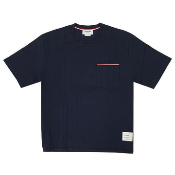 THOM BROWNE MJS183A / RWB Dreifarbige Streifen Brusttaschen Kurzarm-T-Shirt 34881893