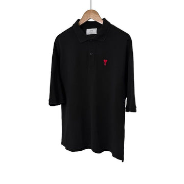AMI Herren Oversized Polo T-Shirt mit kleinem Herz-Logo Schwarz 156162721