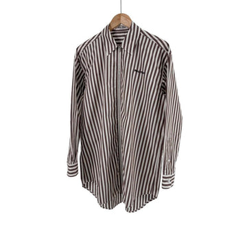 Miu Miu Logo Stripe Poplin Zip-Up Shirt Jacket Brown 38 156162749