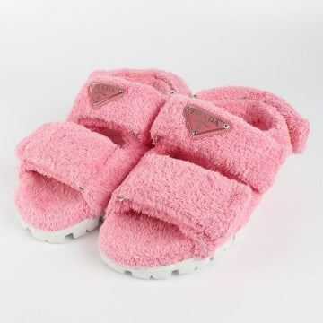 Prada Triangle Logo Terry Cloth Sandals Pink 36 156164582
