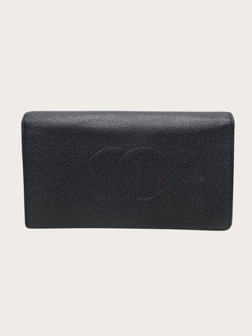 CHANEL Timeless CC Logo Long Wallet in Black Caviar 156165373