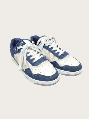 DIOR Weiß Blaue Denim Oblique Galaxy B27 Low-Top Sneakers 156165515