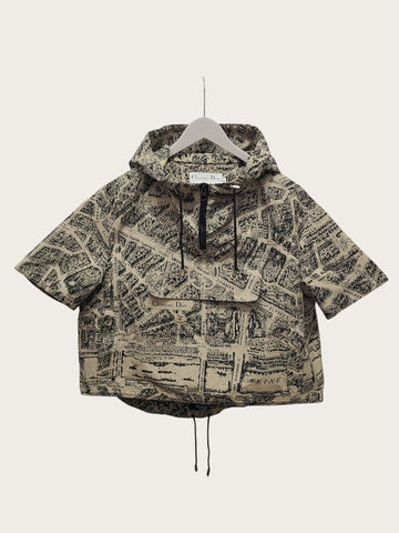 Dior Beige Black Technical Taffeta Jacquard Plan Paris Motif Hooded Anorak 156165650