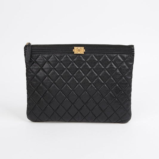 CHANEL Caviar Boy New Medium Clutch A84406 155889089 [P]