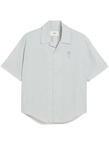 AMI Cotton Camp Collar Short Sleeve Shirt 141542875