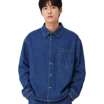 AMI Embroidered Logo Denim Shirt Jacket HSH136 DE0025 480 156167224