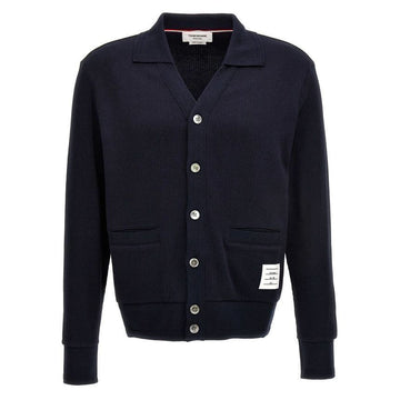 Thom Browne 24SS Logo Patch Long Sleeve Polo Cardigan Navy MJT380A J0083 415 99164163