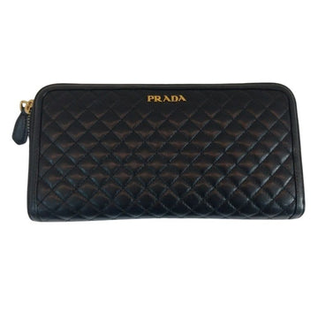 PRADA Gestepptes schwarzes Leder Geldbörse mit goldenen Logo 1M0506 156178428