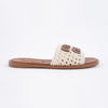 MIU MIU 5XX667 2BDF F0304 F005 Baumwoll-Crochet-Leder Slides 156202244 [P]