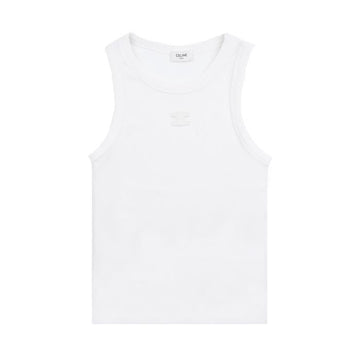 CELINE Ribbed Cotton Crewneck Tank Top 156202264