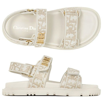 DIOR ゴールド アクティブ オブリーク ストラップ サンダル 26SS 154025747