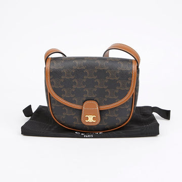 Celine Mini Triomphe Canvas Calfskin Shoulder Bag 155791012