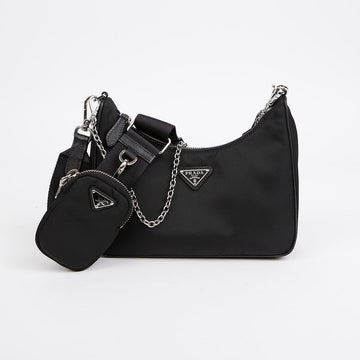 Prada Re-Edition Nylon Multi Hobo Shoulder Bag Black 155888826