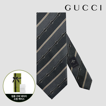 Gucci Interlocking Tie Gray stamp: 499696 4B002 1265 127476208 [P]