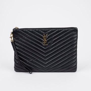 Saint Laurent Black Leather Monogram Tablet Pouch 413444 155793479