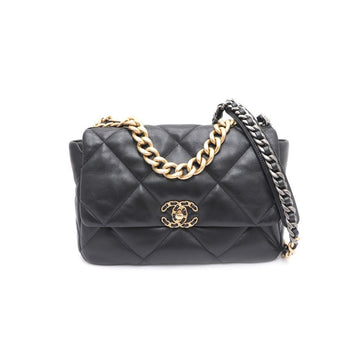 CHANEL Schwarze große Klappen-Chain-Schultertasche AS1161 19 156212848