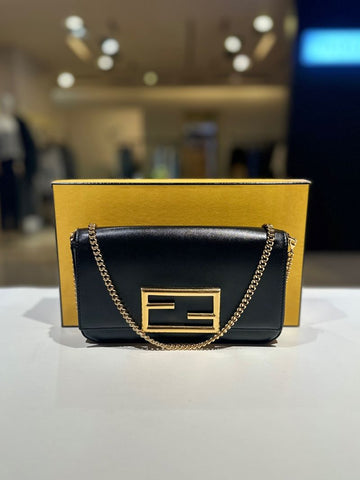 Fendi Leather Chain Crossbody Bag with F Buckle 8BS032 156213438