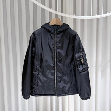 PRADA リナイロンブルゾンバイカラージャケット ブラック L 156219060