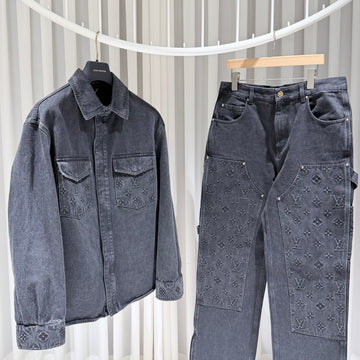 Louis Vuitton Monogram Denim Workwear Jacket Pants Set Up (S+ Grade/L,31) 156220353