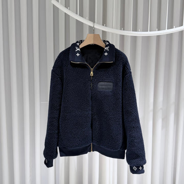 LOUIS VUITTON Lederpatch-Fleece-Bomberjacke A+ Qualitätsstufe / XL 156220425