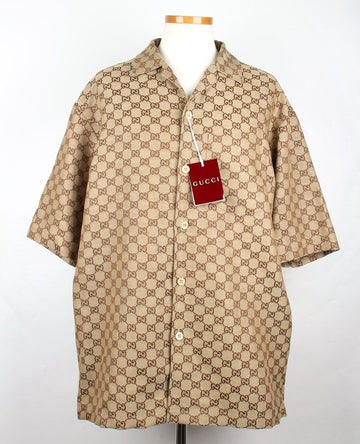 GUCCI Leinen Kurzarmhemdjacke 48 156234284