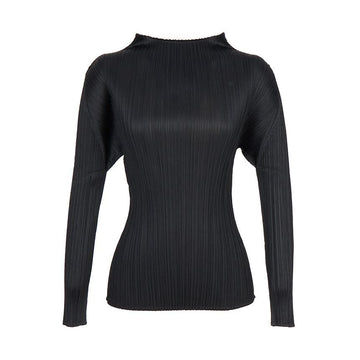 ISSEY MIYAKE Pleats Please Women's High Neck Long Sleeve T-Shirt PP66 JK104 15 156234959