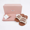 MIU MIU 5XX667 2BDF F0304 F005 Baumwoll-Crochet-Leder Slides 156202244 [P]