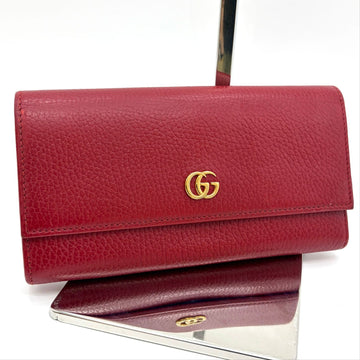 GUCCI レザー フラップ 長財布 レッド (456116) 156242372