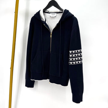 Thom Browne Hector Jacquard Striped Hooded Zip-Up Jacket Navy (MKC376A) 156244182