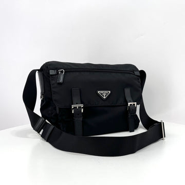 Prada Nylon Messenger Bag with Triangle Logo Black (BT6671) 156244733