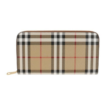 Burberry Check Leather Zip Round Wallet 57146425