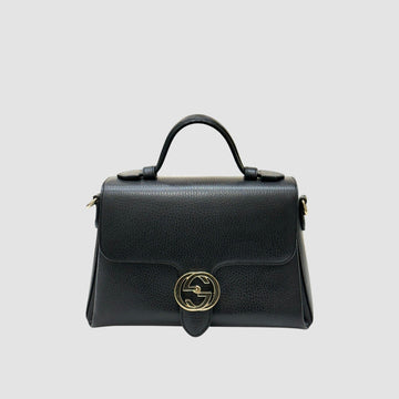 Gucci Interlocking Leather Top Handle Chain Shoulder Bag Black 510302 156245648