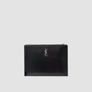 Saint Laurent Monogram Leather Clutch All Black 453249 156246077