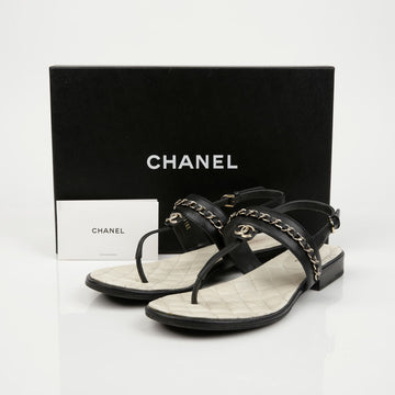 CHANEL Chain Sandals with CC Logo 38.5 155888300