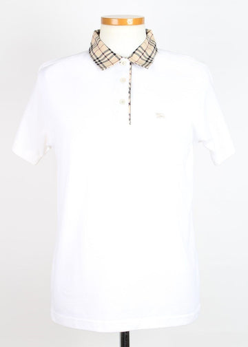 BURBERRY Kurzarm Poloshirt mit Nova Check Kragen Weiß M 156278448