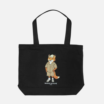 MAISON KITSUNE Dressed Fox Print Canvas Bag 156282479