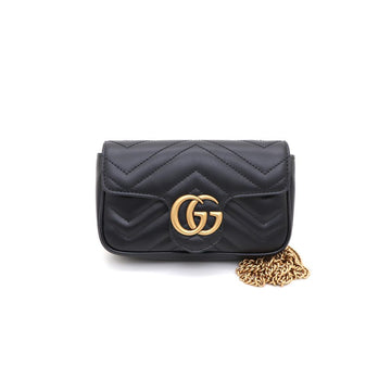 Gucci 476433 GG Marmont Matelassé Super Mini Bag with Gold Chain Crossbody 28210959 156290531