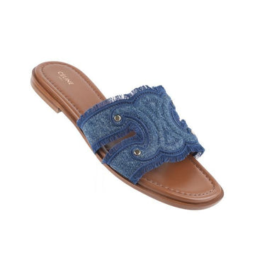 CELINE Denim Marina Fransen Mules 156292406