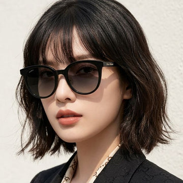 MaxMara Sunglasses MM0108K 01B Two-tone Gradient Lens Luxury Asian Fit Round Horn Rim 146926323