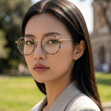Moncler Eyeglass Frame ML5110 032 Luxury Round Lightweight Metal Gray Tortoise Windsor Rim 118697043