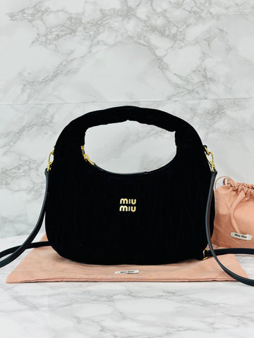 MIU MIU マテラッセ ベルベット ホーボーバッグ スモール 156294523