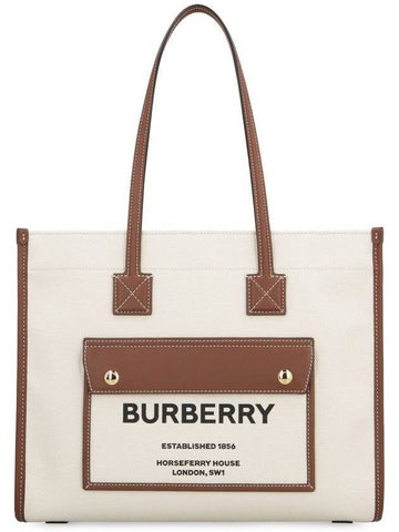 BURBERRY Zweifarbiges Canvas-Leder Kleine Tote Tasche 8044138 151055967