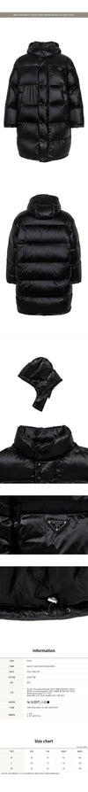 PRADA ブラックトライアングルロゴリナイロンフードロングダウンジャケット 11A9 F0002 58844340 [P]