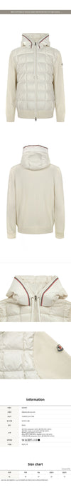 MONCLER モンクレール ホワイト ウール ニット ミックス グース ダウン フーデッド ジャケット 9B00010 M1131 034 149690886 [P]