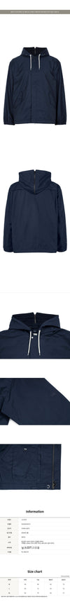 NANAMICA Navy Nylon Twill Hooded Zip-Up Jacket 154422455 [P]