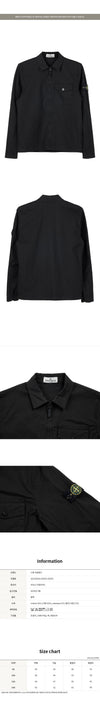 Stone Island KIDS 26SS Black Logo Patch Zip-Up Overshirt Jacket 155265342 [P]