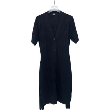 HERMES ブラックHモニフ女性半袖ニットカーディガンH00299 156352078