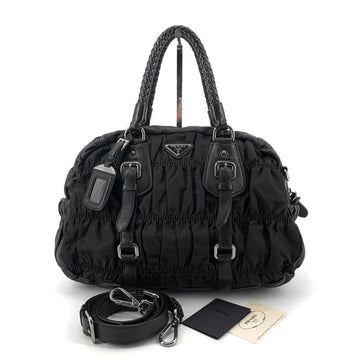 PRADA 三角ロゴナイロンナッパゴフレウィービングハンドルトートバッグショルダーバッグ BL0397 156352823
